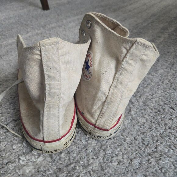 Vintage White Converse Shoes Mens 13 All Star High Tops Made In USA - Picture 7 of 15